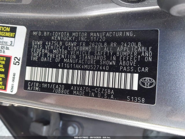 4T1G11AK4MU527440 Toyota a25a-fks