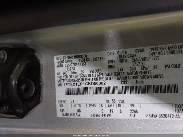 Ford F-150 2016 1FTEX1EP1GKD56002 Image 9