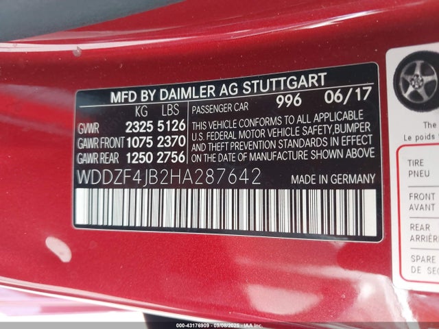 WDDZF4JB2HA287642 Mercedes-Benz m274