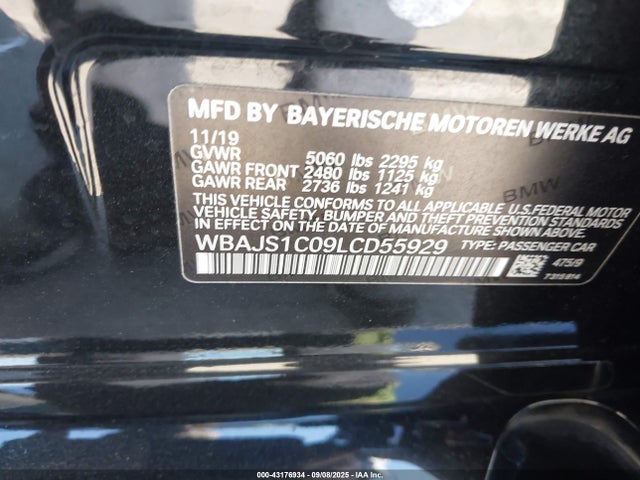 WBAJS1C09LCD55929 BMW 540I
