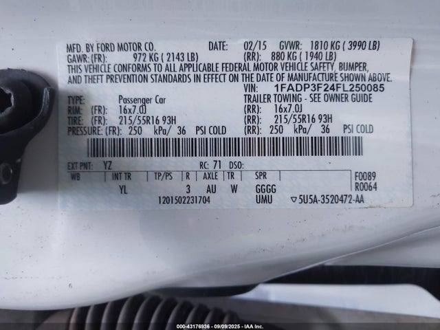 1FADP3F24FL250085 Ford 2015