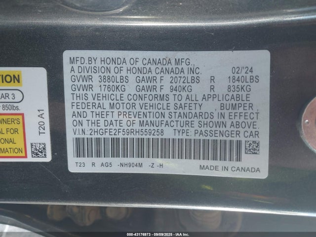 2HGFE2F59RH559258 Honda k20c2