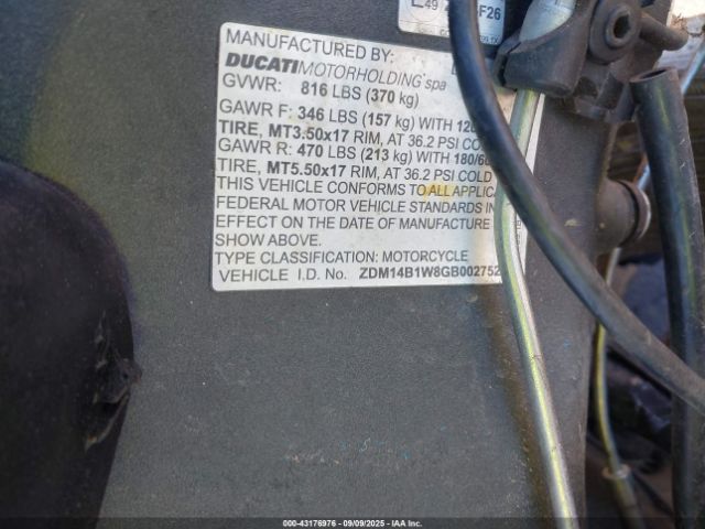 2016 DUCATI SUPERBIKE ZDM14B1W8GB002752 Photo 9