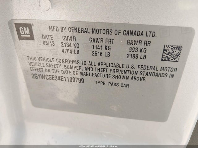 Chevrolet lfx 2014 2G1WC5E34E1100799 Image 9