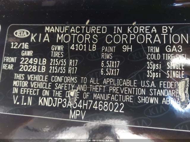 KIA gdi 2017 KNDJP3A54H7468022 Image 9