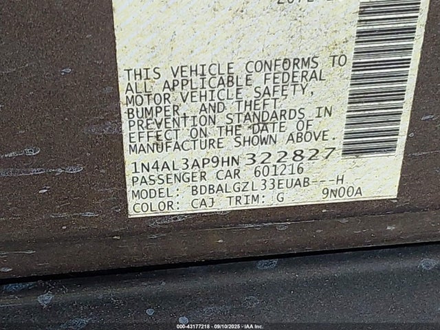 1N4AL3AP9HN322827 Nissan Altima