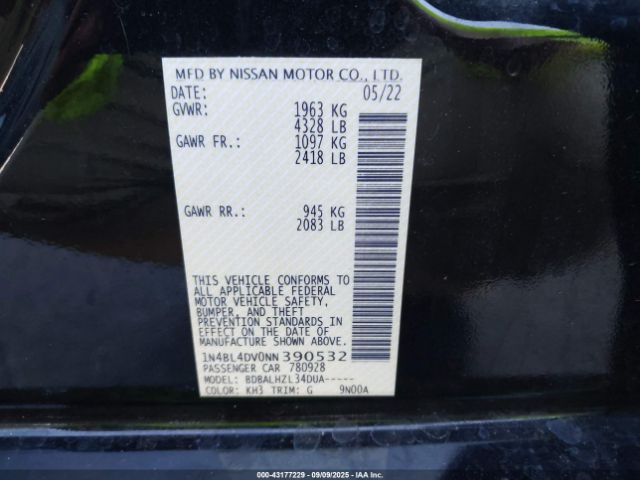 2022 NISSAN ALTIMA 1N4BL4DV0NN390532 Photo 8
