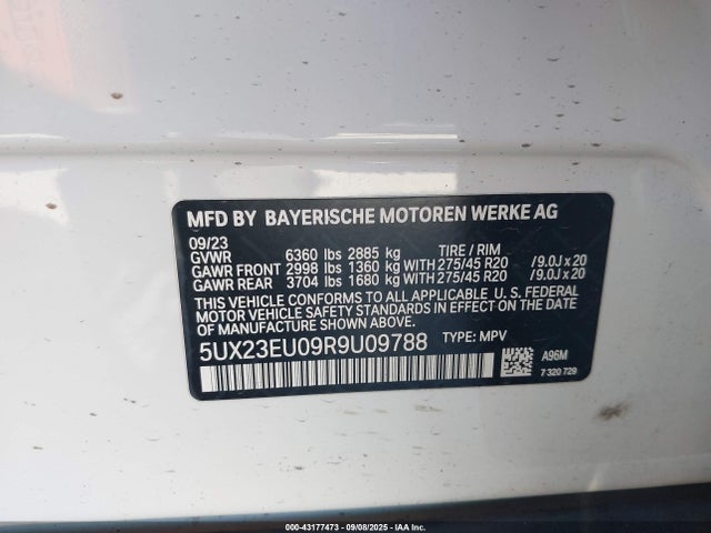 5UX23EU09R9U09788 BMW X5