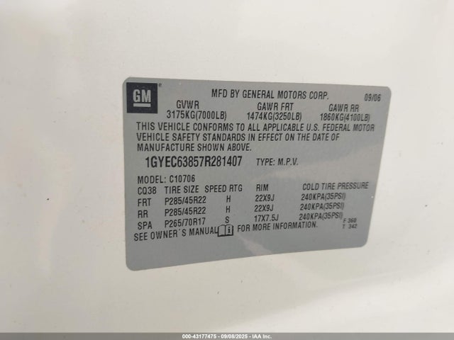 2007 CADILLAC ESCALADE 1GYEC63857R281407 Photo 8