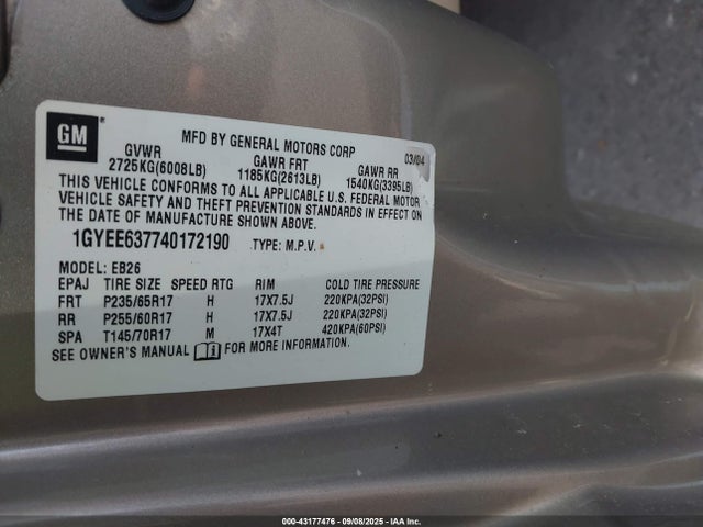2004 CADILLAC SRX 1GYEE637740172190 Photo 8