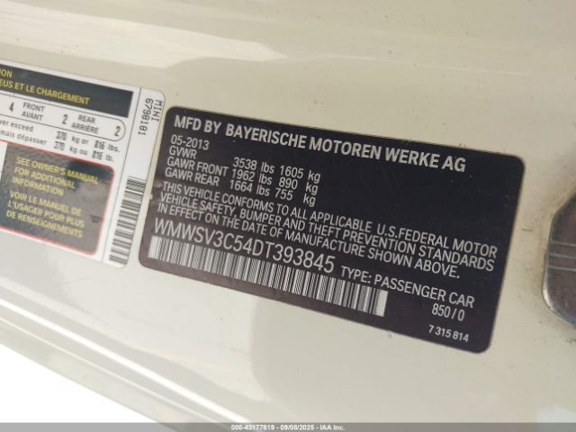 2013 MINI HARDTOP WMWSV3C54DT393845 Photo 8