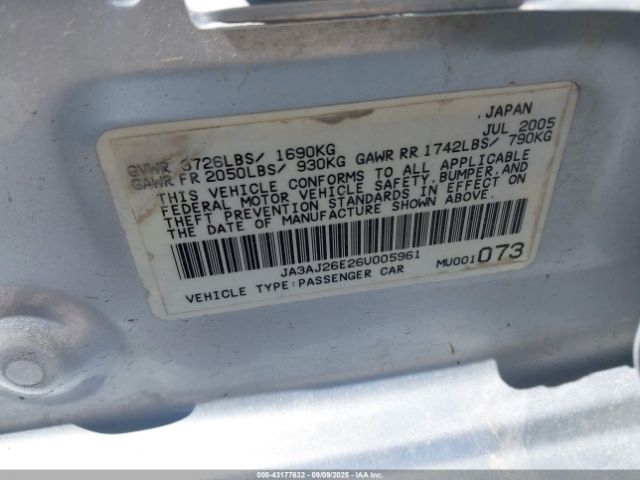 2006 MITSUBISHI LANCER JA3AJ26E26U005961 Photo 8