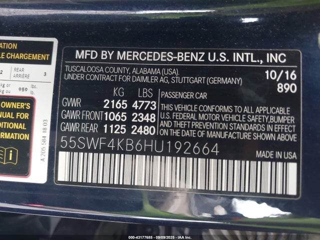 55SWF4KB6HU192664 Mercedes-Benz 2017