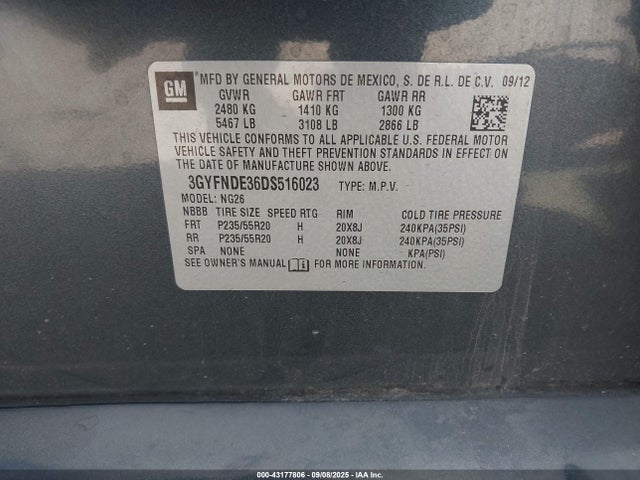 2013 CADILLAC SRX 3GYFNDE36DS516023 Photo 8