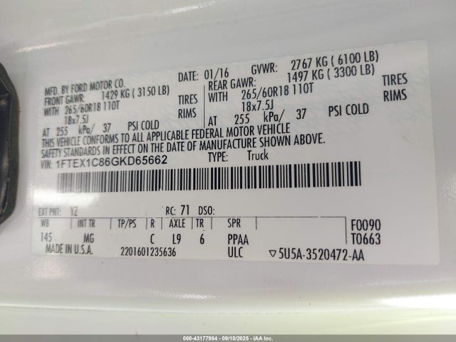Ford F-150 2016 1FTEX1C86GKD65662 Image 9