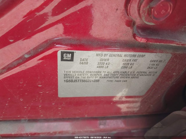 2008 CADILLAC CTS 1G6DJ577380201288 Photo 8