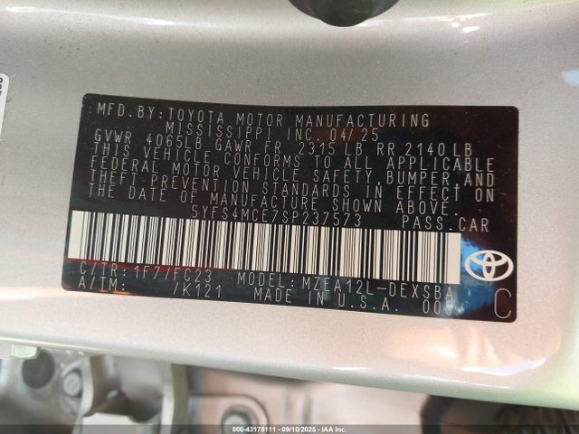 Toyota m20a-fks 2025 5YFS4MCE7SP237573 Image 9
