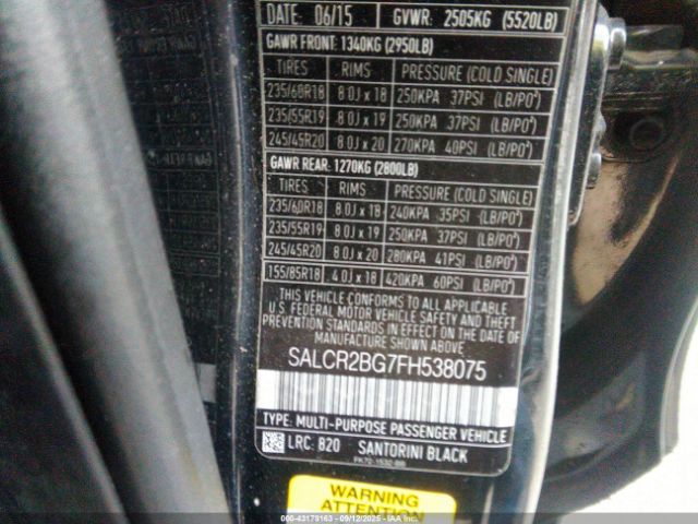 2015 LAND ROVER DISCOVERY SPORT SALCR2BG7FH538075 Photo 8