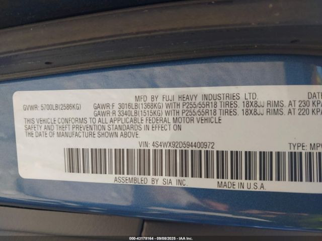 2009 SUBARU TRIBECA 4S4WX92D594400972 Photo 8