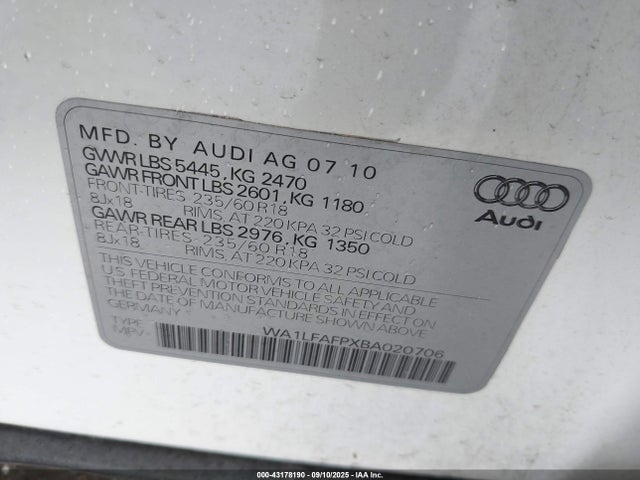 2011 AUDI Q5 WA1LFAFPXBA020706 Photo 8