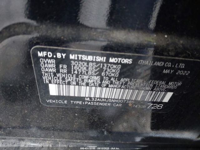 2022 MITSUBISHI MIRAGE ML32AUHJ5NH007385 Photo 8