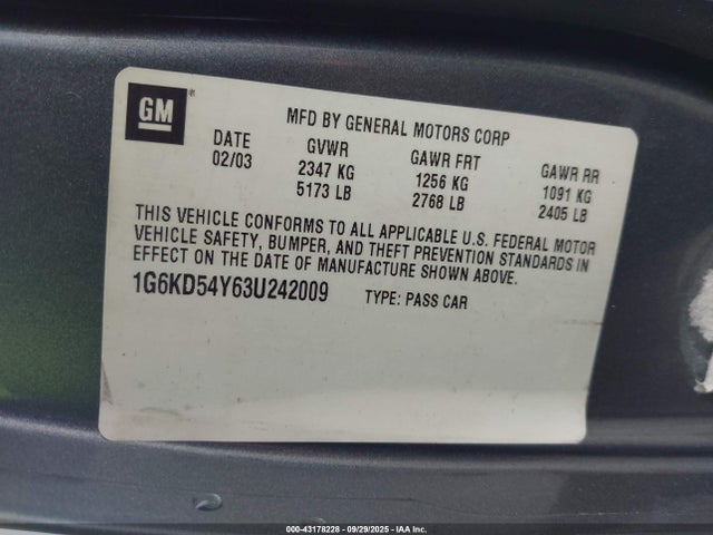 2003 CADILLAC DEVILLE 1G6KD54Y63U242009 Photo 8