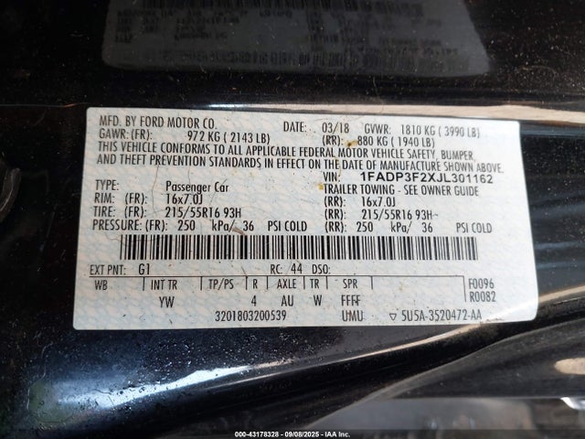 Ford 2.0l gdi 2018 1FADP3F2XJL301162 Image 9