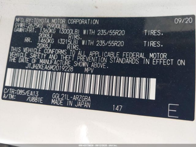 2021 LEXUS RX 350L JTJHZKEA6M2019228 Photo 8