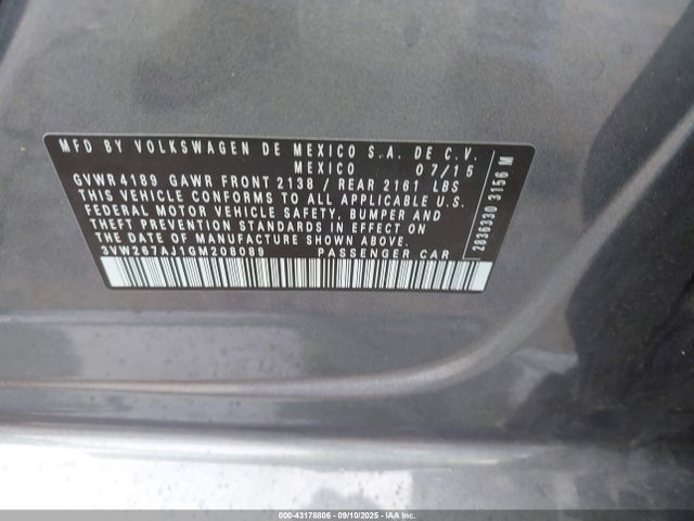3VW267AJ1GM208089 Volkswagen 1.4t