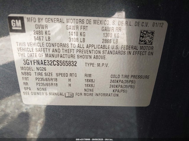 2012 CADILLAC SRX 3GYFNAE32CS565832 Photo 8