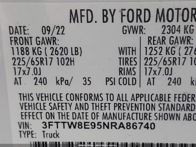 2022 FORD MAVERICK 3FTTW8E95NRA86740 Photo 8
