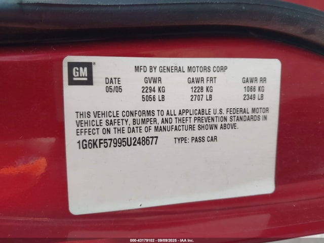 2005 CADILLAC DEVILLE 1G6KF57995U248677 Photo 8