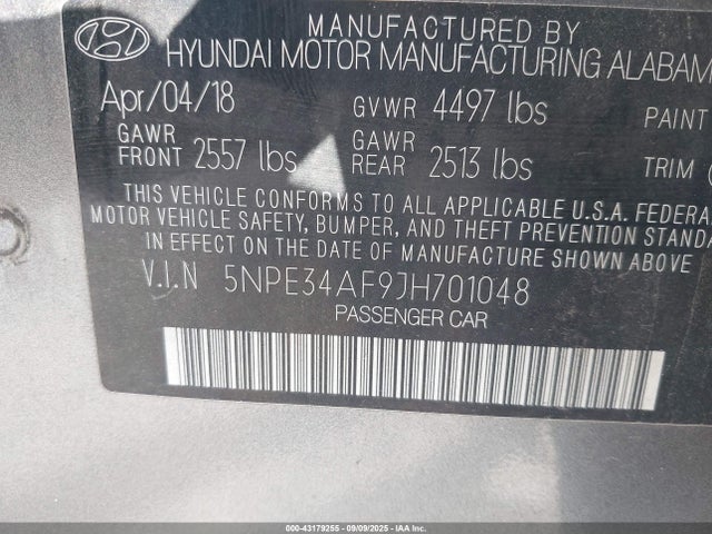 5NPE34AF9JH701048 Hyundai gdi theta-ii