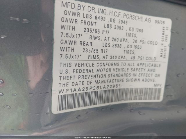 2006 PORSCHE CAYENNE WP1AA29P36LA22951 Photo 8