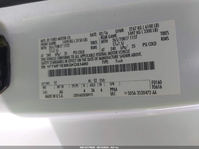 Ford 2016 2016 1FTMF1E88GKD83480 Image 9