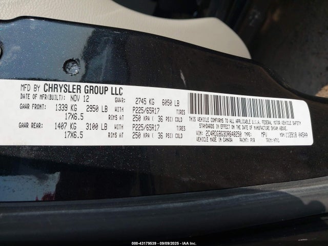 43179539 :رقم المزاد ، 2C4RDGBG3DR648250 vin ، 2013 Dodge Grand Caravan Se مزاد بيع