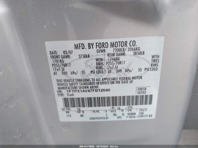 2007 FORD F-150 1FTPX14V47FB12040 Photo 8
