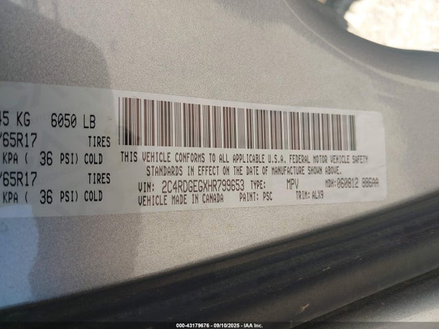 2C4RDGEGXHR799653 Dodge Grand Caravan