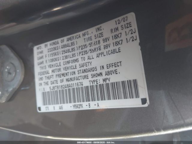 2008 ACURA RDX 5J8TB18248A011674 Photo 8