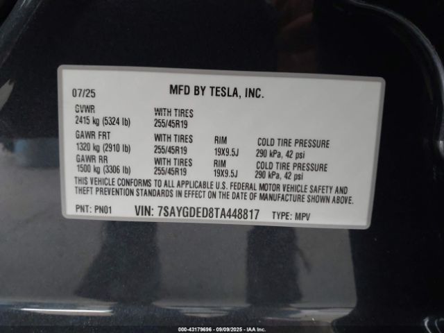 2026 TESLA MODEL Y 7SAYGDED8TA448817 Photo 8