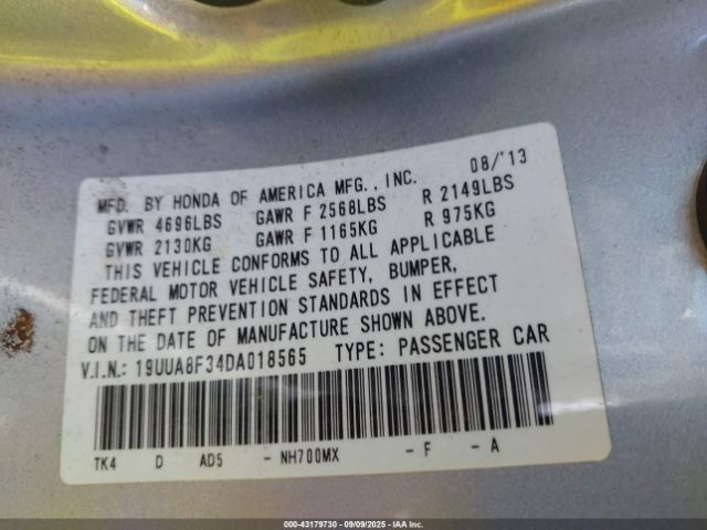 2013 ACURA TL 19UUA8F34DA018565 Photo 8