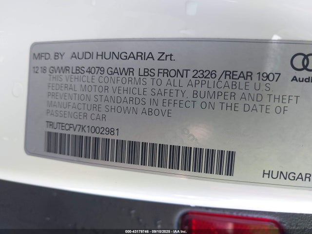 2019 AUDI TT TRUTECFV7K1002981 Photo 8