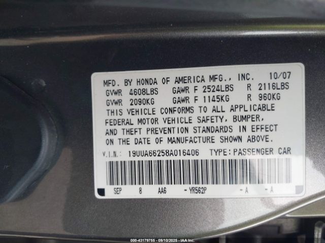2008 ACURA TL 19UUA66258A016406 Photo 8