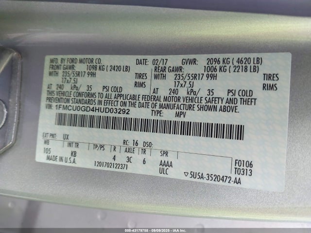 1FMCU0GD4HUD03292 Ford gtdi sigma w/premium fuel