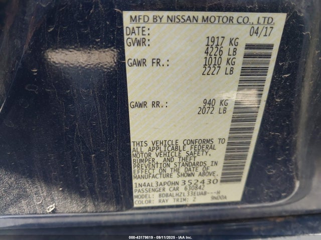 1N4AL3AP0HN352430 Nissan 2017