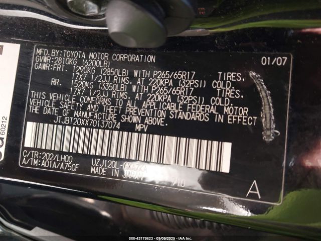 2007 LEXUS GX 470 JTJBT20XX70137074 Photo 8