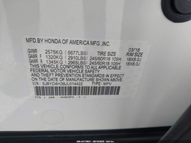 2018 ACURA MDX 5J8YD4H38JL014422 Photo 8