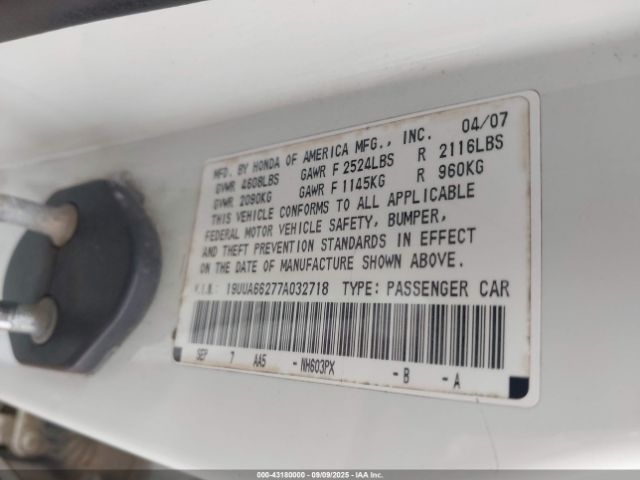 2007 ACURA TL 19UUA66277A032718 Photo 8