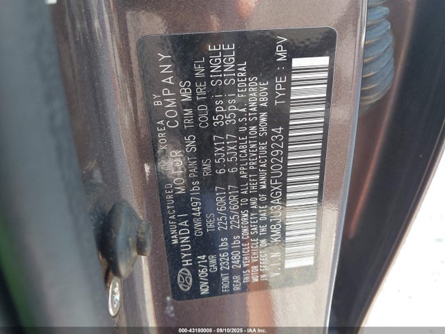 KM8JU3AGXFU029234 Hyundai dohc gdi theta ii