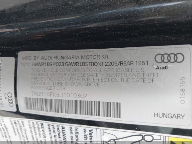2013 AUDI TTS TRUB1AFK6D1010302 Photo 8